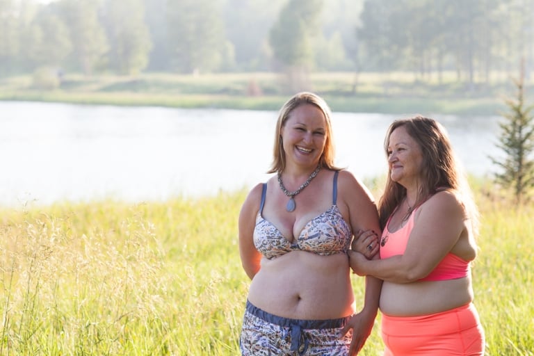 mom and her adult daughter come together for postpartum beauty photo session