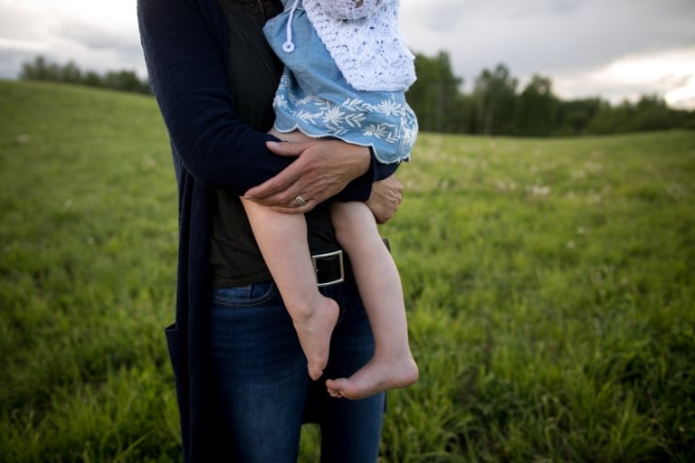 granddaughter and grandmother together in Edmonton field