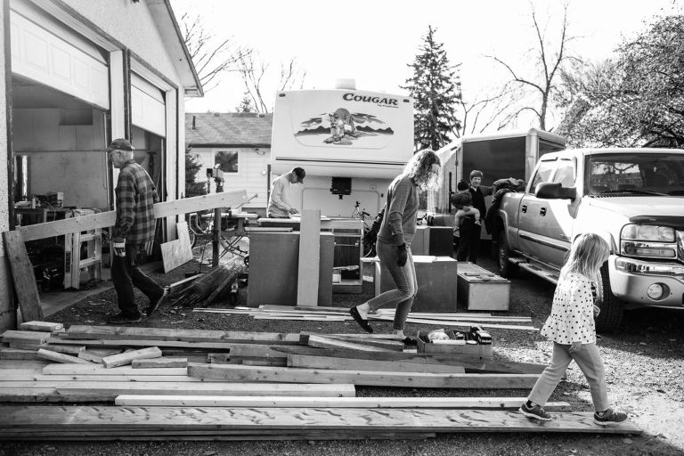 the whole family works together on renovations at grandma and grandpa's new home
